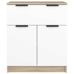 Sideboard White And Sonoma Oak 60x30x70 Cm Engineered Wood -NEWTRAL Sales Shop Sideboard White and Sonoma Oak 60x30x70 cm Engineered Wood 510573 4