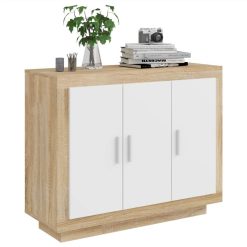 Sideboard White And Sonoma Oak 92x35x75 Cm Engineered Wood -NEWTRAL Sales Shop Sideboard White and Sonoma Oak 92x35x75 cm Engineered Wood 510622 3