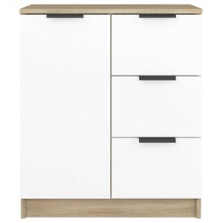 Sideboard White And Sonoma Oak Engineered Wood 2 Sideboard White And Sonoma Oak Engineered Wood -NEWTRAL Sales Shop Sideboard White and Sonoma Oak Engineered Wood 515236 2