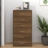 Sideboard With 6 Drawers Brown Oak 50x34x96 Cm Engineered Wood