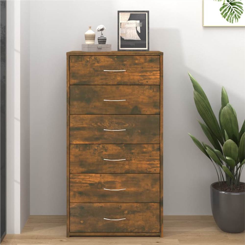 Sideboard with 6 Drawers Smoked Oak 50x34x96 cm Engineered Wood Sideboard With 6 Drawers Smoked Oak 50x34x96 Cm Engineered Wood -NEWTRAL Sales Shop Sideboard with 6 Drawers Smoked Oak 50x34x96 cm Engineered Wood 514184 0