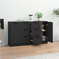 Sideboards 2 Pcs Black 60x30x70 Cm Engineered Wood 2 Sideboards 2 Pcs Black 60x30x70 Cm Engineered Wood -NEWTRAL Sales Shop Sideboards 2 pcs Black 60x30x70 cm Engineered Wood 515670 2
