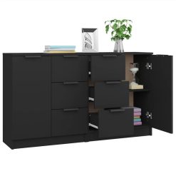Sideboards 2 Pcs Black 60x30x70 Cm Engineered Wood 3 Sideboards 2 Pcs Black 60x30x70 Cm Engineered Wood -NEWTRAL Sales Shop Sideboards 2 pcs Black 60x30x70 cm Engineered Wood 515670 3