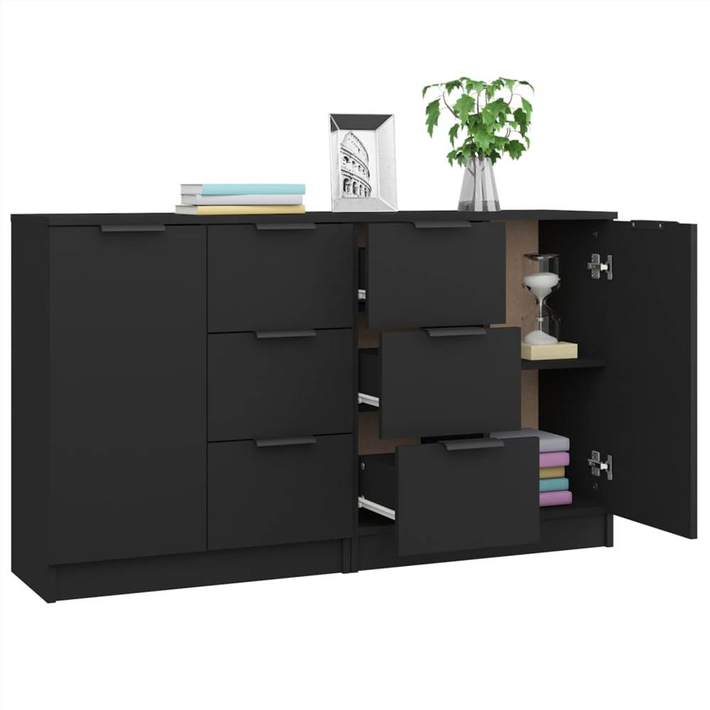 Sideboards 2 pcs Black 60x30x70 cm Engineered Wood Sideboards 2 Pcs Black 60x30x70 Cm Engineered Wood -NEWTRAL Sales Shop Sideboards 2 pcs Black 60x30x70 cm Engineered Wood 515670 3