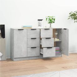 Sideboards 2 Pcs Concrete Grey 60x30x70 Cm Engineered Wood -NEWTRAL Sales Shop Sideboards 2 pcs Concrete Grey 60x30x70 cm Engineered Wood 515697 2
