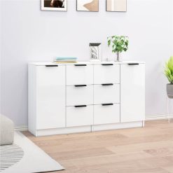 Sideboards 2 Pcs High Gloss White 60x30x70 Cm Engineered Wood