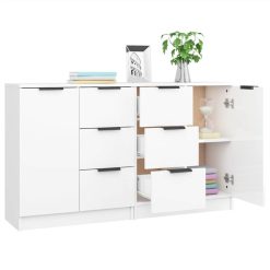 Sideboards 2 Pcs High Gloss White 60x30x70 Cm Engineered Wood -NEWTRAL Sales Shop Sideboards 2 pcs High Gloss White 60x30x70 cm Engineered Wood 515686 3