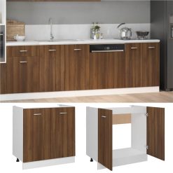 Sink Bottom Cabinet Brown Oak 80x46x81.5 Cm Engineered Wood 2 Sink Bottom Cabinet Brown Oak 80x46x81.5 Cm Engineered Wood -NEWTRAL Sales Shop Sink Bottom Cabinet Brown Oak 80x46x81 5 cm Engineered Wood 510757 2