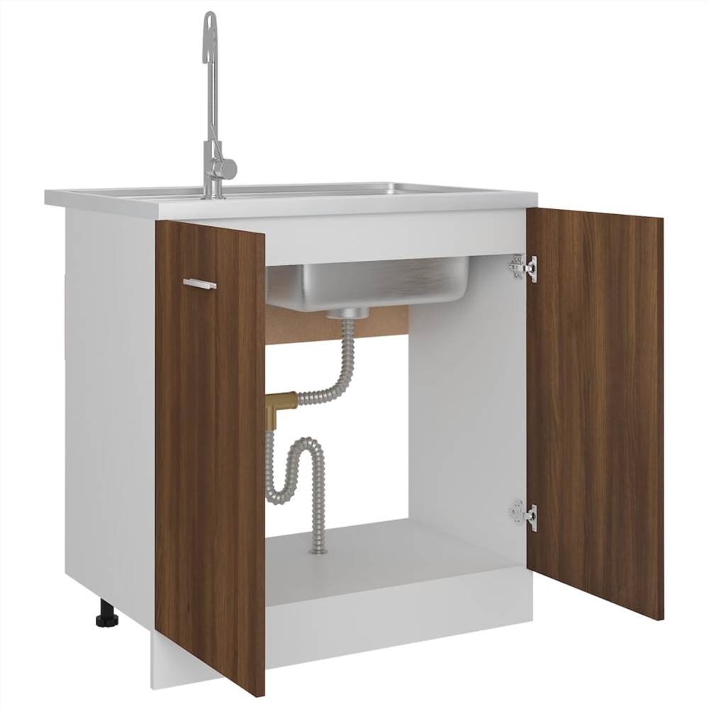 Sink Bottom Cabinet Brown Oak 80x46x81.5 cm Engineered Wood Sink Bottom Cabinet Brown Oak 80x46x81.5 Cm Engineered Wood -NEWTRAL Sales Shop Sink Bottom Cabinet Brown Oak 80x46x81 5 cm Engineered Wood 510757 3