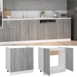 Sink Bottom Cabinet Grey Sonoma 80x46x81.5 Cm Engineered Wood -NEWTRAL Sales Shop Sink Bottom Cabinet Grey Sonoma 80x46x81 5 cm Engineered Wood 511805 2