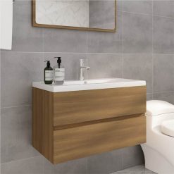 Sink Cabinet With Built-in Basin Brown Oak Engineered Wood