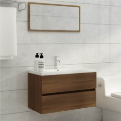 Sink Cabinet With Built-in Basin Brown Oak Engineered Wood