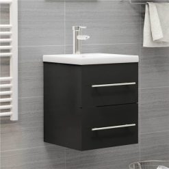 Sink Cabinet With Built-in Basin Grey Chipboard