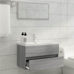 Sink Cabinet With Built-in Basin Grey Sonoma Engineered Wood -NEWTRAL Sales Shop Sink Cabinet with Built in Basin Grey Sonoma Engineered Wood 515713 2