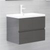 Sink Cabinet With Built-in Basin High Gloss Grey Chipboard