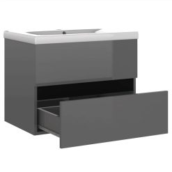 Sink Cabinet With Built-in Basin High Gloss Grey Chipboard -NEWTRAL Sales Shop Sink Cabinet with Built in Basin High Gloss Grey Chipboard 462644 4
