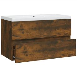 Sink Cabinet With Built-in Basin Smoked Oak Engineered Wood 4 Sink Cabinet With Built-in Basin Smoked Oak Engineered Wood -NEWTRAL Sales Shop Sink Cabinet with Built in Basin Smoked Oak Engineered Wood 515688 4