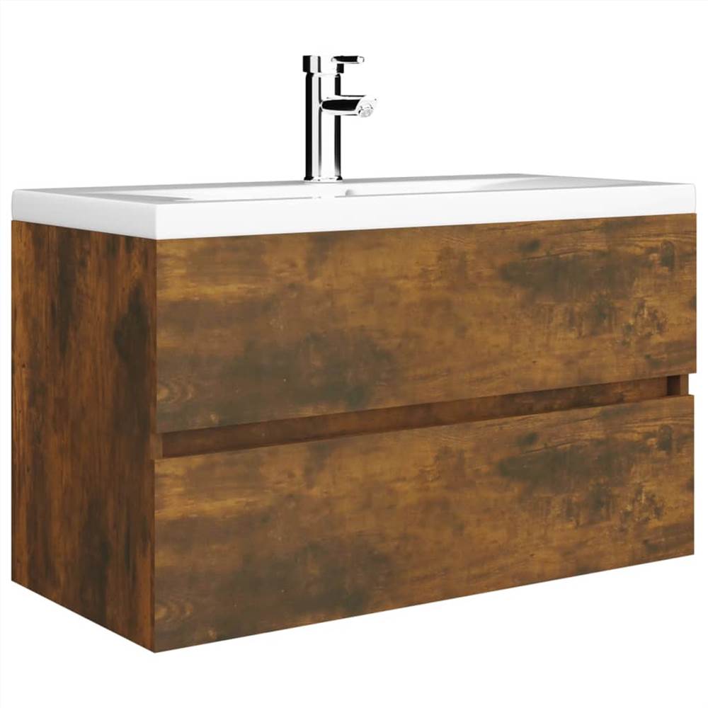 Sink Cabinet with Built-in Basin Smoked Oak Engineered Wood Sink Cabinet With Built-in Basin Smoked Oak Engineered Wood -NEWTRAL Sales Shop Sink Cabinet with Built in Basin Smoked Oak Engineered Wood 515699 1
