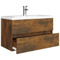 Sink Cabinet With Built-in Basin Smoked Oak Engineered Wood 3 Sink Cabinet With Built-in Basin Smoked Oak Engineered Wood -NEWTRAL Sales Shop Sink Cabinet with Built in Basin Smoked Oak Engineered Wood 515699 3