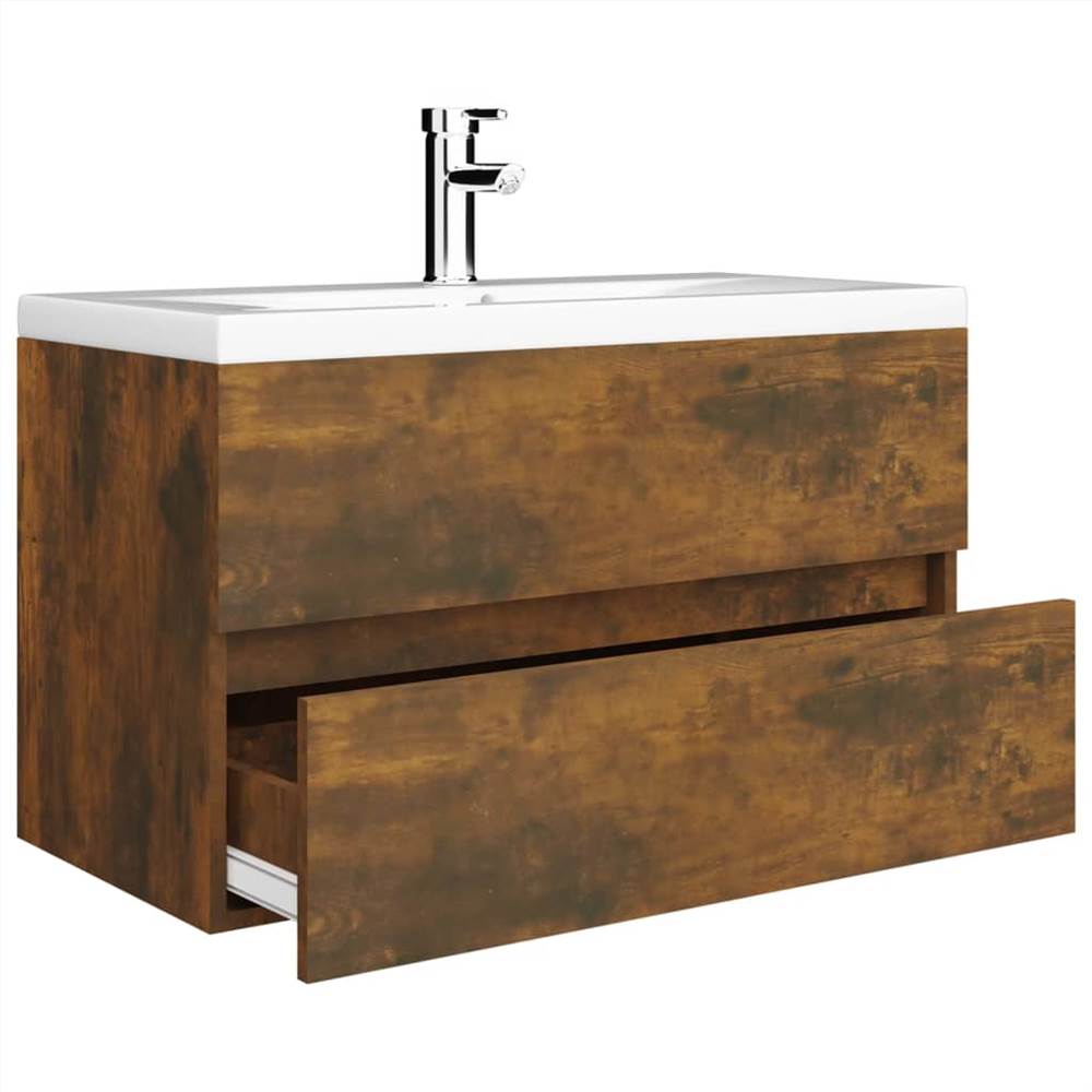 Sink Cabinet with Built-in Basin Smoked Oak Engineered Wood Sink Cabinet With Built-in Basin Smoked Oak Engineered Wood -NEWTRAL Sales Shop Sink Cabinet with Built in Basin Smoked Oak Engineered Wood 515699 3