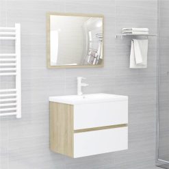 Sink Cabinet With Built-in Basin White And Sonoma Oak Chipboard -NEWTRAL Sales Shop Sink Cabinet with Built in Basin White and Sonoma Oak Chipboard 462549 2