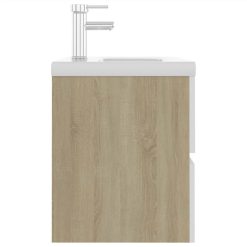 Sink Cabinet With Built-in Basin White And Sonoma Oak Chipboard -NEWTRAL Sales Shop Sink Cabinet with Built in Basin White and Sonoma Oak Chipboard 462549 4