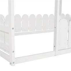 Full-Size House-Shaped Bed Frame With Fence, Box Spring Needed, For Kids, Teens, Girls, Boys (Only Frame) - White 3 Full-Size House-Shaped Bed Frame With Fence, Box Spring Needed, For Kids, Teens, Girls, Boys (Only Frame) - White -NEWTRAL Sales Shop Slats are not included Full Size Wood Bed House Bed Frame with Fence for Kids Teens Girls Boys White 463841 2