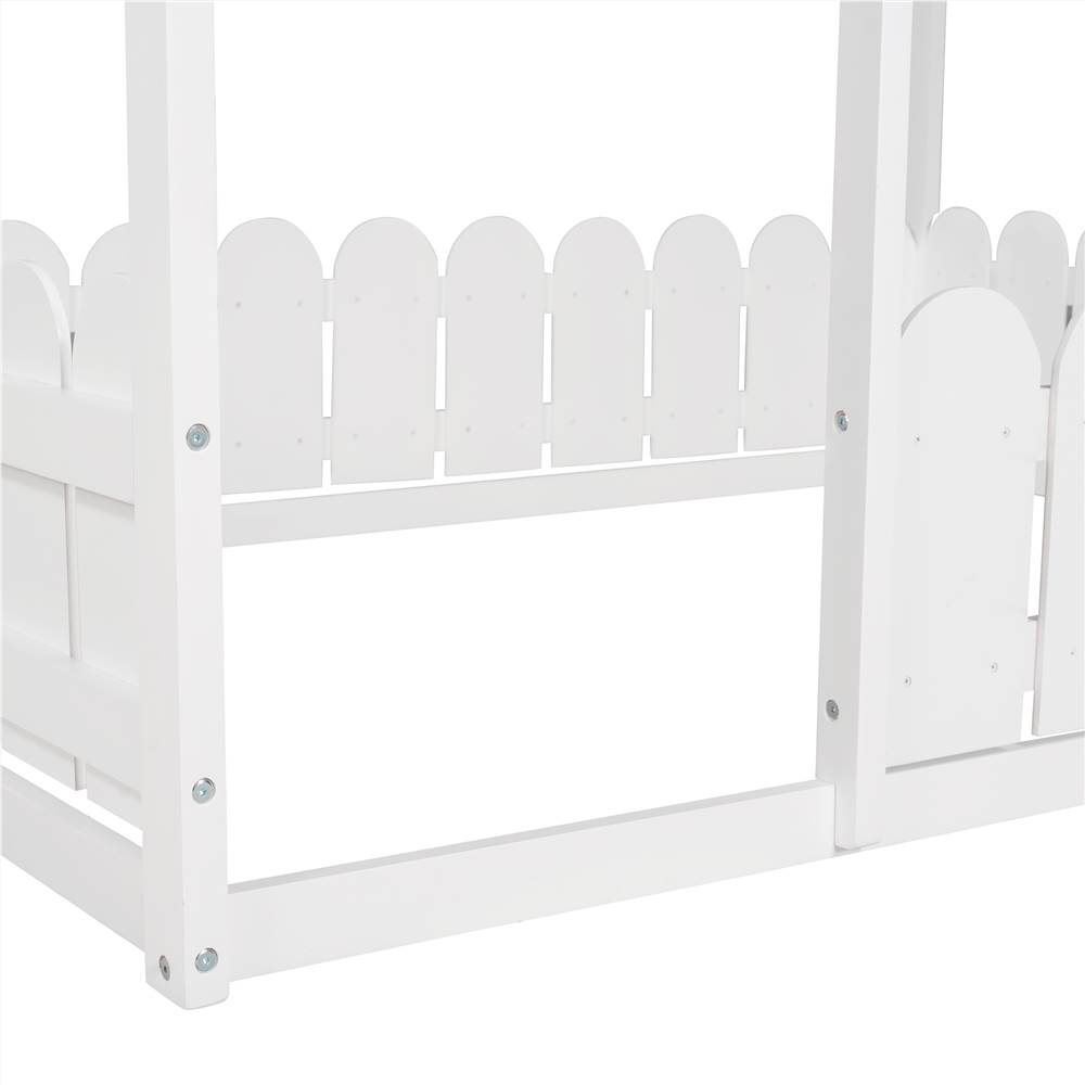 Full-Size House-Shaped Bed Frame with Fence, Box Spring Needed, for Kids, Teens, Girls, Boys (Only Frame) - White Full-Size House-Shaped Bed Frame With Fence, Box Spring Needed, For Kids, Teens, Girls, Boys (Only Frame) - White -NEWTRAL Sales Shop Slats are not included Full Size Wood Bed House Bed Frame with Fence for Kids Teens Girls Boys White 463841 2