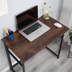 Home Office Folding Computer Desk With Particle Board Tabletop And Metal Frame - Brown -NEWTRAL Sales Shop Small Computer Desk Home Office Desk Foldable Table Workstation for Small Places Rustic Brown and Black 459761 4