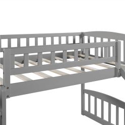 Twin-Size Loft Bed Frame With Storage Stairs, Slide, And Wooden Slats Support, No Box Spring Required, For Kids, Teens, Boys, Girls (Frame Only) - Gray -NEWTRAL Sales Shop Stairway Twin Size Loft Bed with Two Drawers and Slide Gray 471624 4