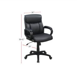 Modern Leisure PU Upholstered Swivel Chair Height Adjustable With Ergonomic Backrest And Casters For Living Room, Bedroom, Dining Room, Office - Black -NEWTRAL Sales Shop Standard Back Upholstered Office Chair Black 469882 1