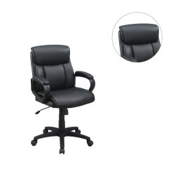 Modern Leisure PU Upholstered Swivel Chair Height Adjustable With Ergonomic Backrest And Casters For Living Room, Bedroom, Dining Room, Office - Black -NEWTRAL Sales Shop Standard Back Upholstered Office Chair Black 469882 2