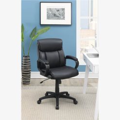Modern Leisure PU Upholstered Swivel Chair Height Adjustable With Ergonomic Backrest And Casters For Living Room, Bedroom, Dining Room, Office - Black