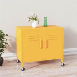 Storage Cabinet Mustard Yellow 60x35x49 Cm Steel