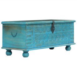 Storage Chest Solid Mango Wood Blue 100x40x41 Cm