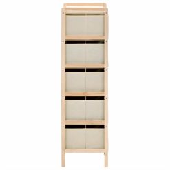 Storage Rack With 5 Fabric Baskets Cedar Wood Beige 2 Storage Rack With 5 Fabric Baskets Cedar Wood Beige -NEWTRAL Sales Shop Storage Rack with 5 Fabric Baskets Cedar Wood Beige 453690 2