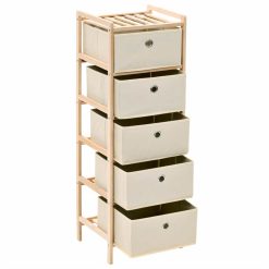 Storage Rack With 5 Fabric Baskets Cedar Wood Beige 3 Storage Rack With 5 Fabric Baskets Cedar Wood Beige -NEWTRAL Sales Shop Storage Rack with 5 Fabric Baskets Cedar Wood Beige 453690 3