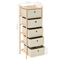 Storage Rack With 5 Fabric Baskets Cedar Wood Beige 5 Storage Rack With 5 Fabric Baskets Cedar Wood Beige -NEWTRAL Sales Shop Storage Rack with 5 Fabric Baskets Cedar Wood Beige 453690 5