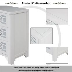 TREXM 26" Wooden Storage Cabinet With 3 Drawers And Decorative Mirror, For Entrance, Hallway, Dining Room, Kitchen - White -NEWTRAL Sales Shop TREXM Wooden Storage Cabinet with 3 Drawers and Decorative Mirror Natural Wood Antique White 459125 5