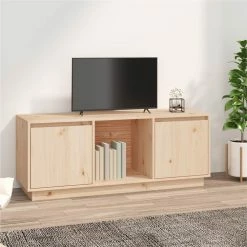 TV Cabinet 110.5x35x44 Cm Solid Wood Pine