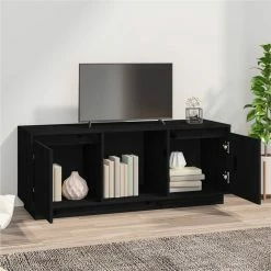 TV Cabinet Black 110.5x35x44 Cm Solid Wood Pine 8 TV Cabinet Black 110.5x35x44 Cm Solid Wood Pine -NEWTRAL Sales Shop TV Cabinet Black 110 5x35x44 cm Solid Wood Pine 516574 2