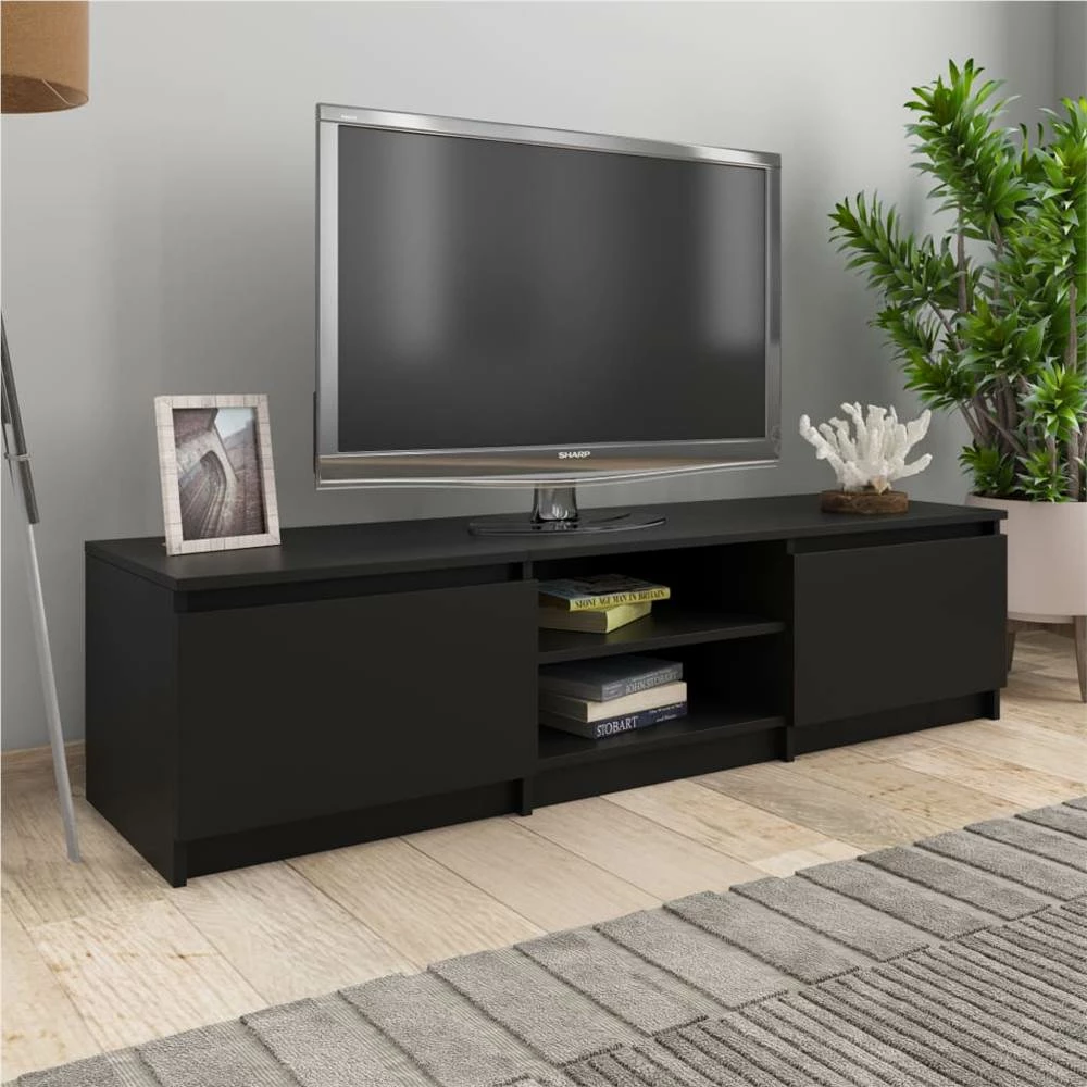 TV Cabinet Black 140x40x35.5 Cm Chipboard 1 TV Cabinet Black 140x40x35.5 Cm Chipboard