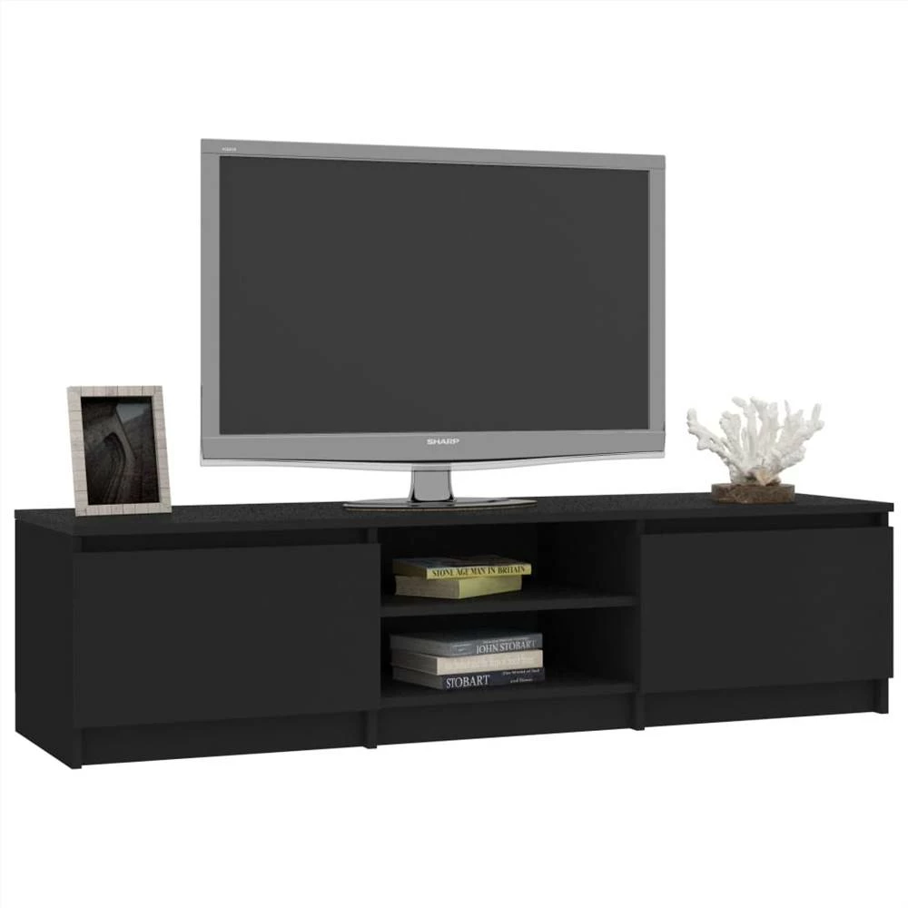 TV Cabinet Black 140x40x35.5 Cm Chipboard 3 TV Cabinet Black 140x40x35.5 Cm Chipboard - Image 3