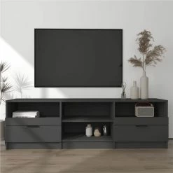 TV Cabinet Black 150x33.5x45 Cm Engineered Wood