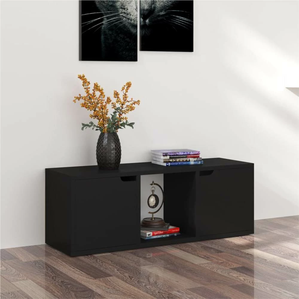 TV Cabinet Black 88.5x27.5x30.5 Cm Chipboard 1 TV Cabinet Black 88.5x27.5x30.5 Cm Chipboard