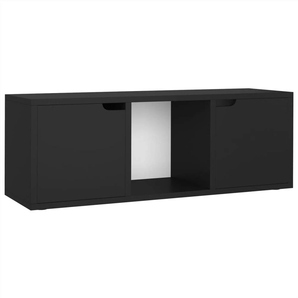 TV Cabinet Black 88.5x27.5x30.5 Cm Chipboard 2 TV Cabinet Black 88.5x27.5x30.5 Cm Chipboard - Image 2