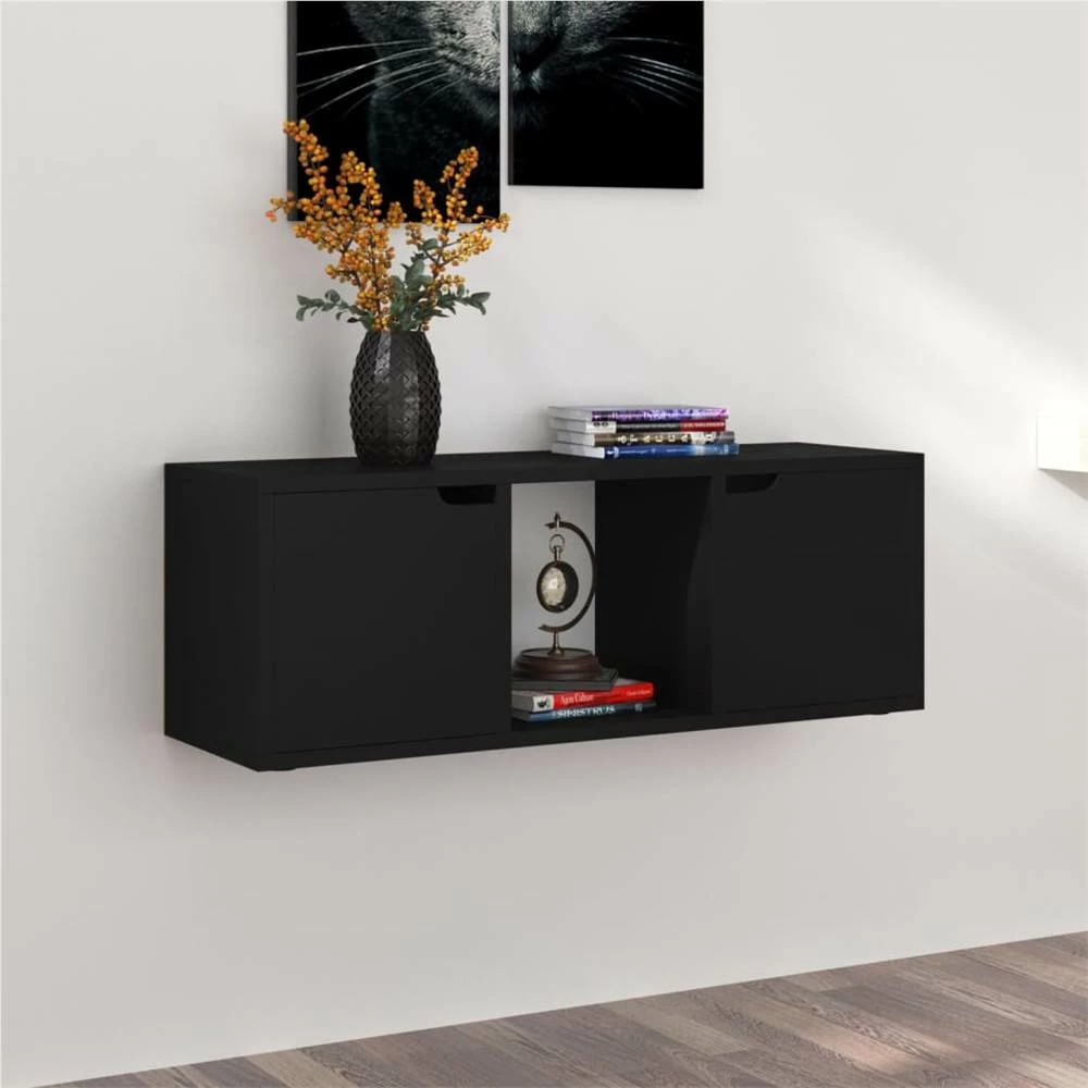 TV Cabinet Black 88.5x27.5x30.5 Cm Chipboard 3 TV Cabinet Black 88.5x27.5x30.5 Cm Chipboard - Image 3