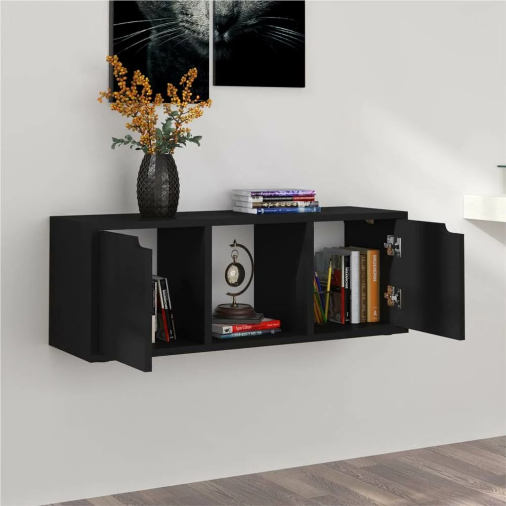 TV Cabinet Black 88.5x27.5x30.5 Cm Chipboard 4 TV Cabinet Black 88.5x27.5x30.5 Cm Chipboard - Image 4