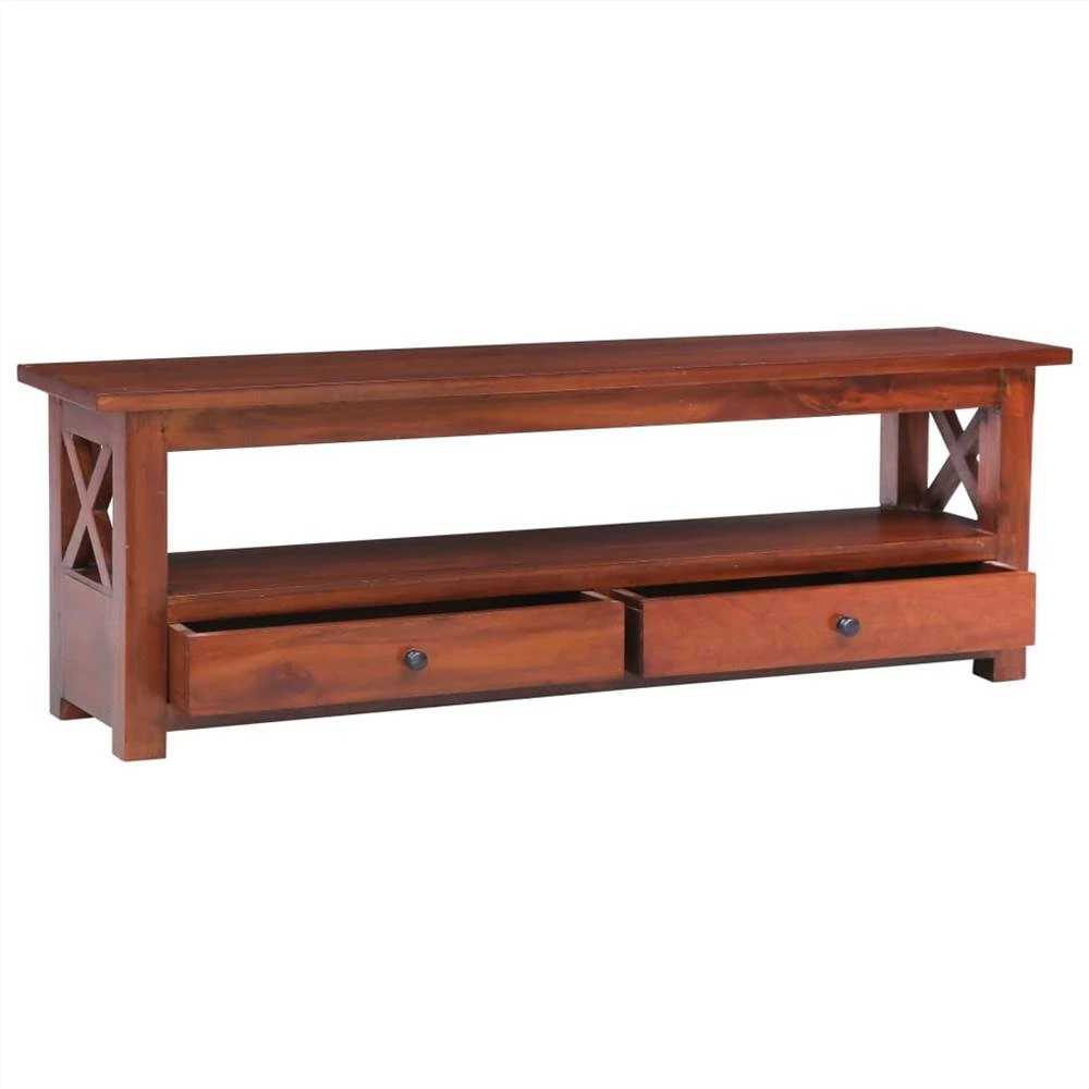 TV Cabinet Brown 120x30x40 Cm Solid Mahogany Wood 2 TV Cabinet Brown 120x30x40 Cm Solid Mahogany Wood - Image 2