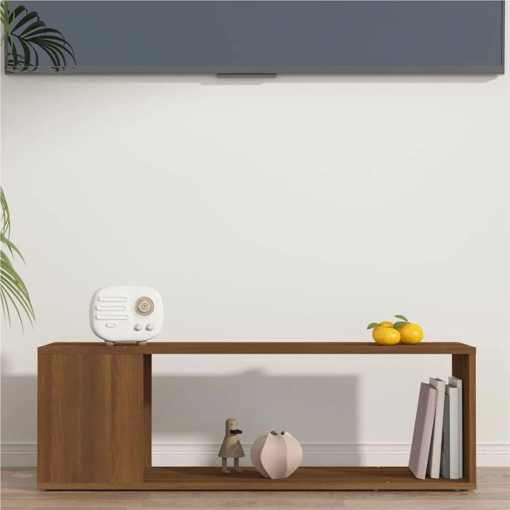 TV Cabinet Brown Oak 100x24x32 Cm Engineered Wood 3 TV Cabinet Brown Oak 100x24x32 Cm Engineered Wood - Image 3